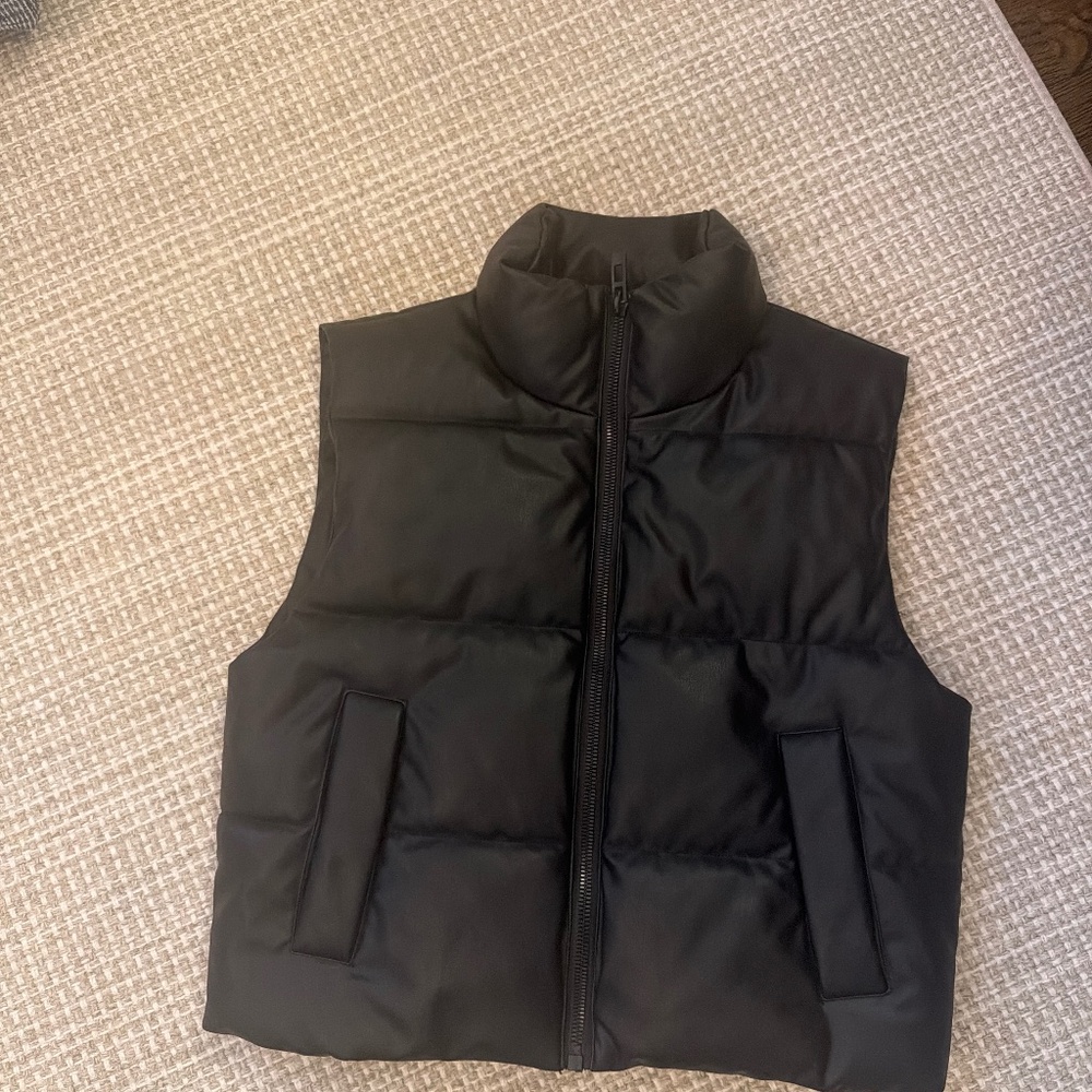 Zara black leather vest. Size extra small.